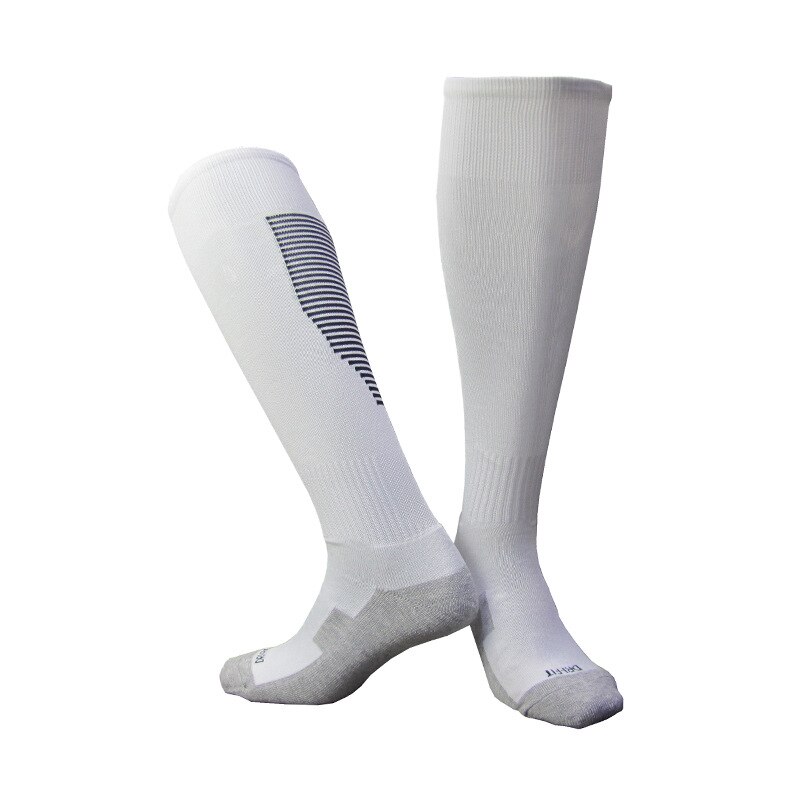 5 Pairs/lot Spring Autumn Sports Socks Men Football Socks Women's Towel Bottom Long Knees Breathable Basketball Socks HEQ550: White black stripes