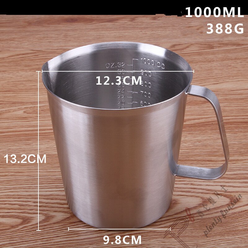 Thickened 304 stainless steel measuring scale cup graduated cylinder milk tea baking eggs spoon 500ml/700ml/1000ml/1500ml/2000ml: 1000ml