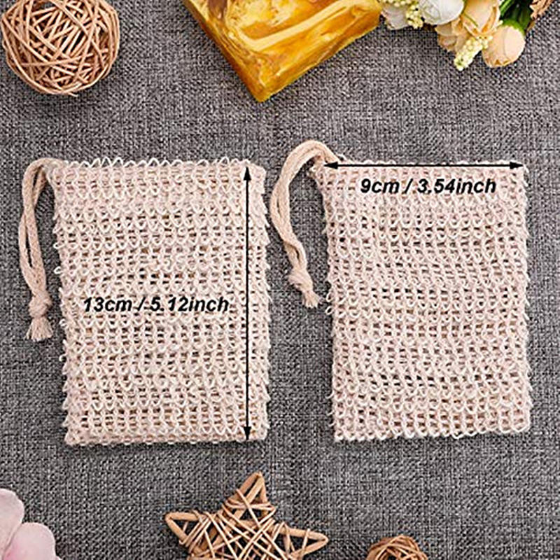 Sac en savon en Sisal naturel, sac en savon en filet exfoliant pour bain douche sacs en savon en Fiber naturelle: 2pcs
