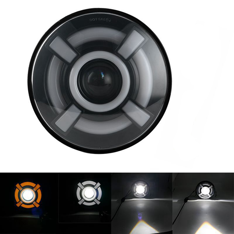 Faro LED de 7 pulgadas para motocicleta, alto y bajo de haz lámpara de luz, H4: Multicolor