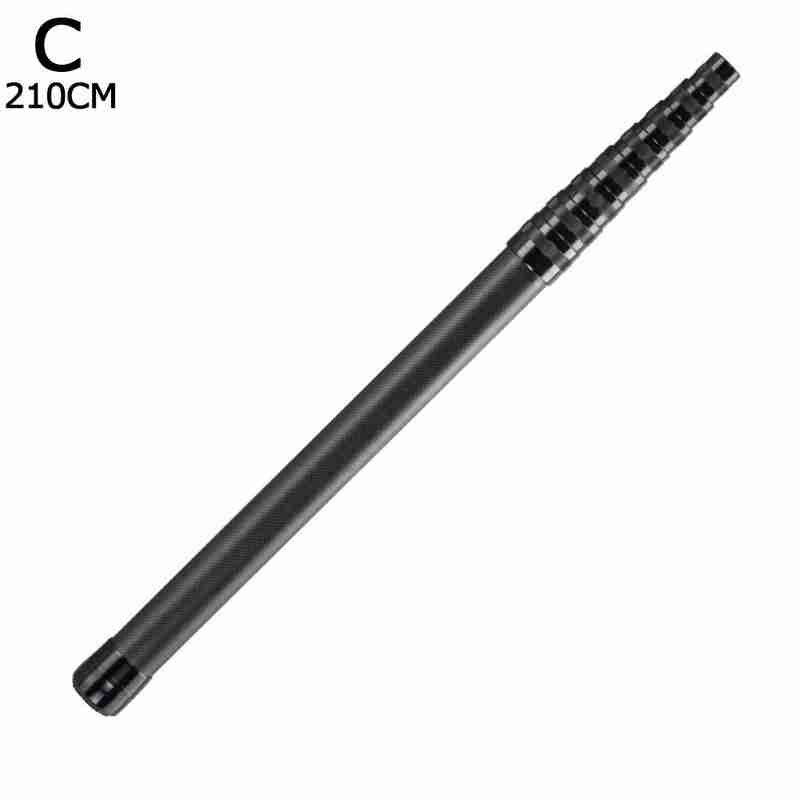 Red de pesca de carbono de , aparejo de pesca de mano plegable telescópico con mango de poste: 2.1m-black