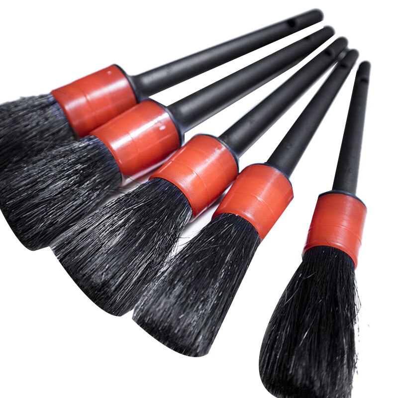 Novel-5Pcs/conjunto natural javali macio escova de limpeza do cabelo lavagem carro fenda assento pendurado detalhando escovas ferramentas limpas