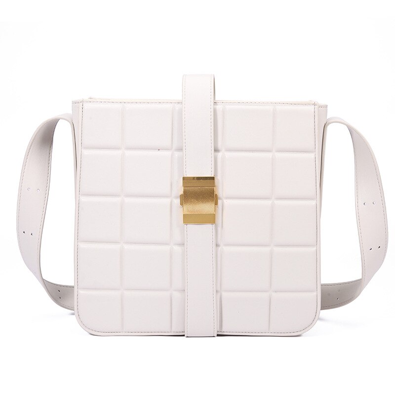 Zak Koreaanse Stijl Modieuze Zachte Schapenvacht Vierkante Rhombic Tas Grote Capaciteit Enkele Schoudertas: White Trumpet