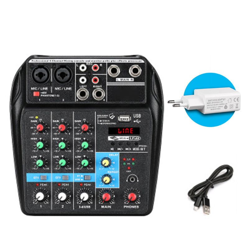 4 Kanalen Mini Usb Audio Mixer Sound Mixing Console Met Bluetooth Usb Opnemen Geluidskaart U Disk Functie: WHITE