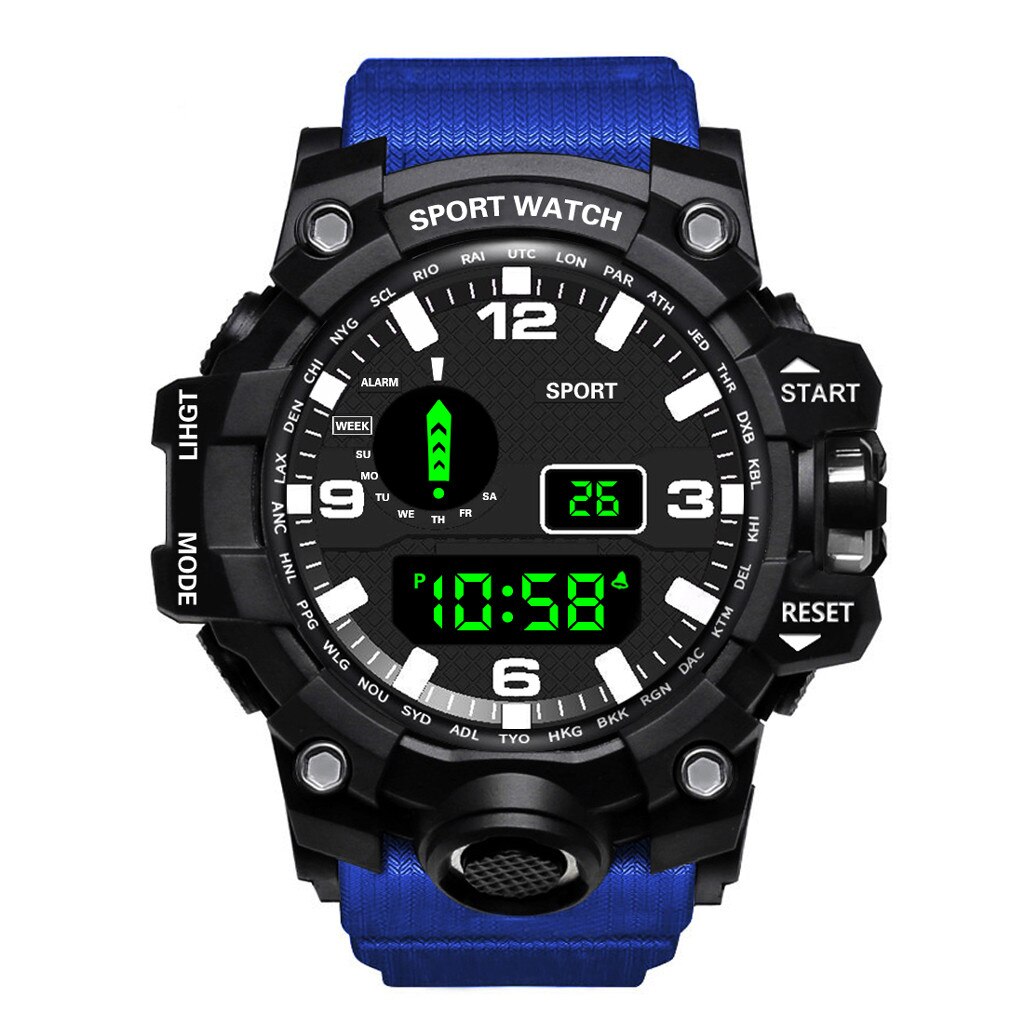 Honhx Luxe Horloge Mannen Reloj Hombre Digitale Led Horloges Datum Sport Mannen Outdoor Montre Elektronische Horloge Relogio Masculino: Blauw