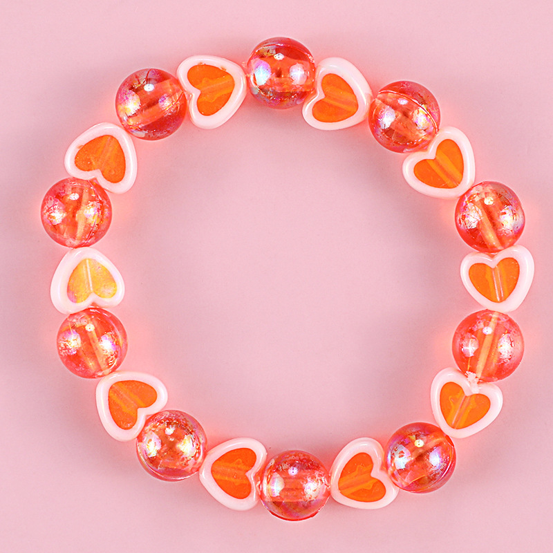 Pulsera de corazón de amor de Color acrílico para niños, pulseras de amistad para niñas, accesorios de joyería simples, dijes de 2022: Verde oscuro