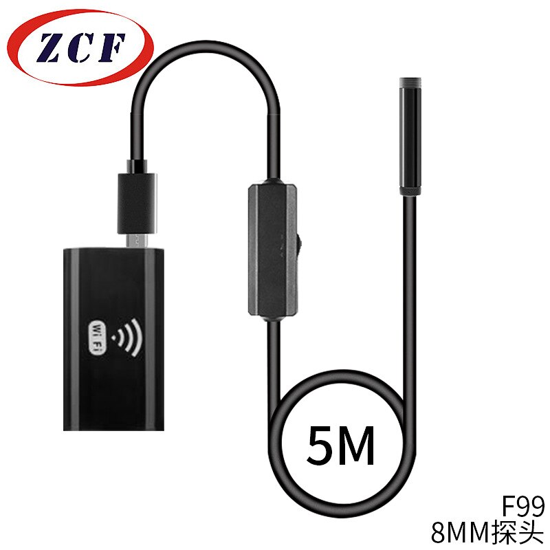 F99 Wifi Endoscope Camera HD720P 8mmLens USB Camera Semi-rigid Cable Waterproof Iphone Android Wireless Car Inspection Borescope: 5m