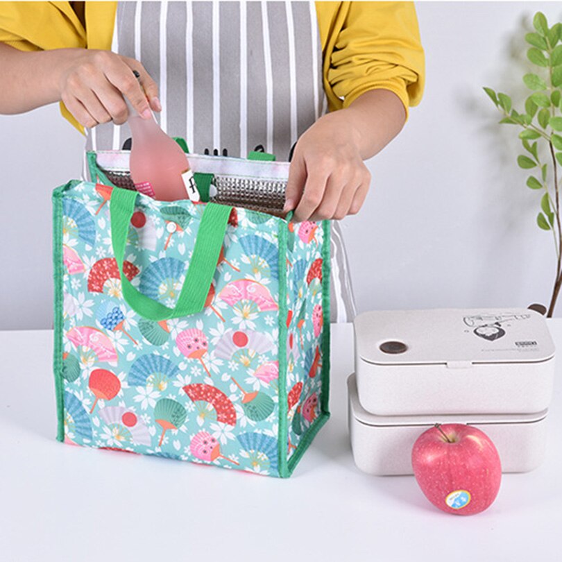Sac à Lunch en toile isotherme Portable, motif fonctionnel, glacière thermique, sac de pique-nique pliable pour femmes et enfants