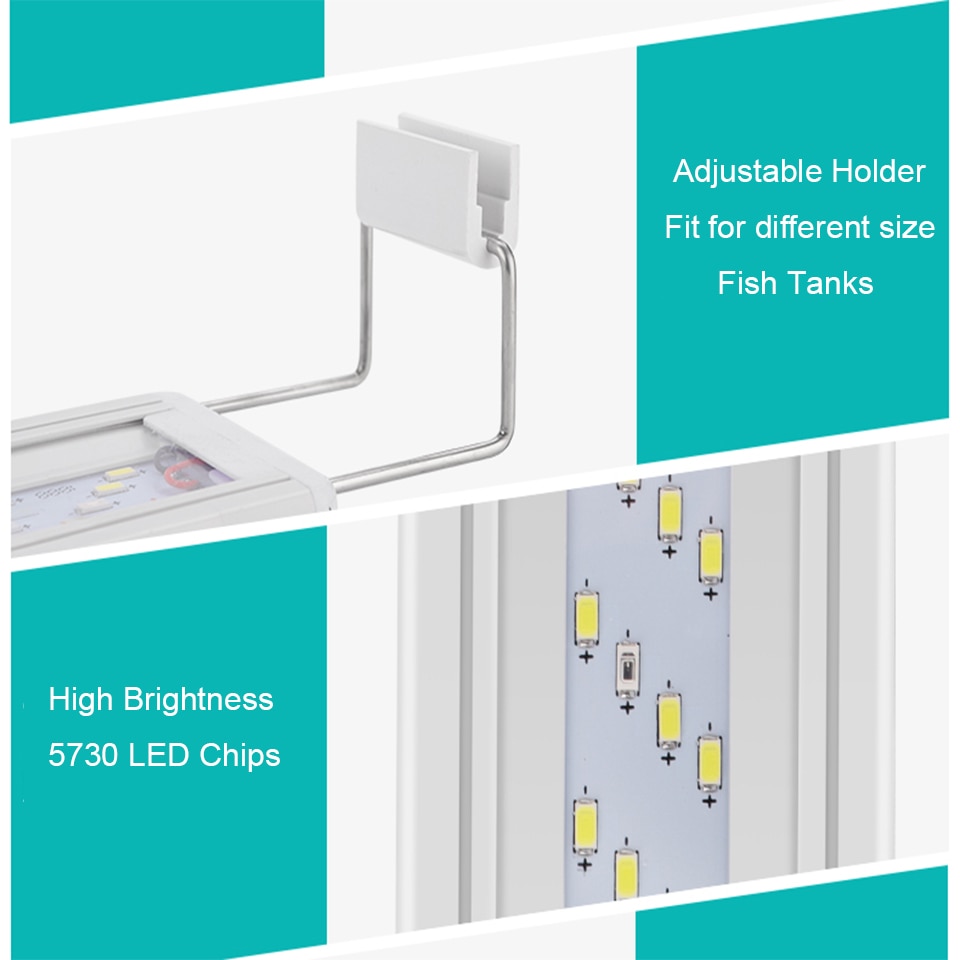 8W-13W LED Aquarium Lighting Fresh Water Adjustable Clip-on Fish LED Lamp for Tanks Aqua Plants Grow Light