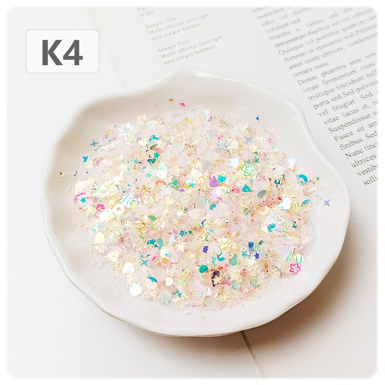 20g 3mm-8mm Sequins PVC Flat Five-pointed Star Heart Shell Mixed Loose Sequin Paillettes Sewing Craft DIY Scrapbooking: K4