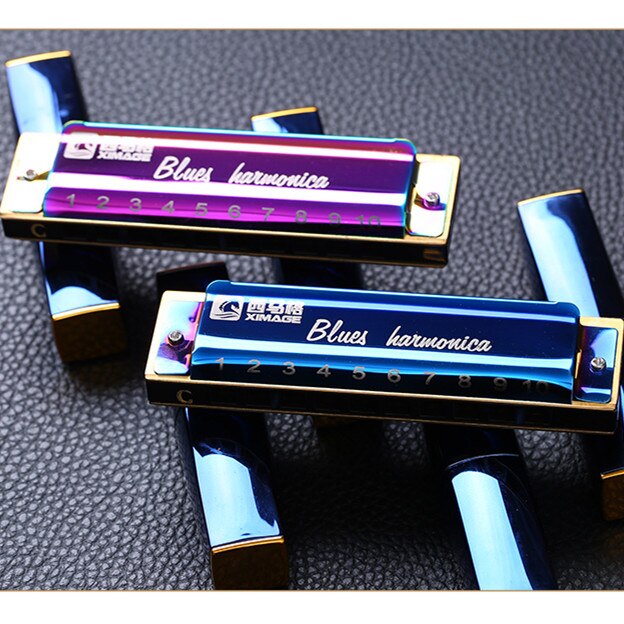 Brand 10 Gaten 20 Tone Harmonica Blues Harpen Sleutel van C Zilver Kleur Mond Orgel Diatonische harp