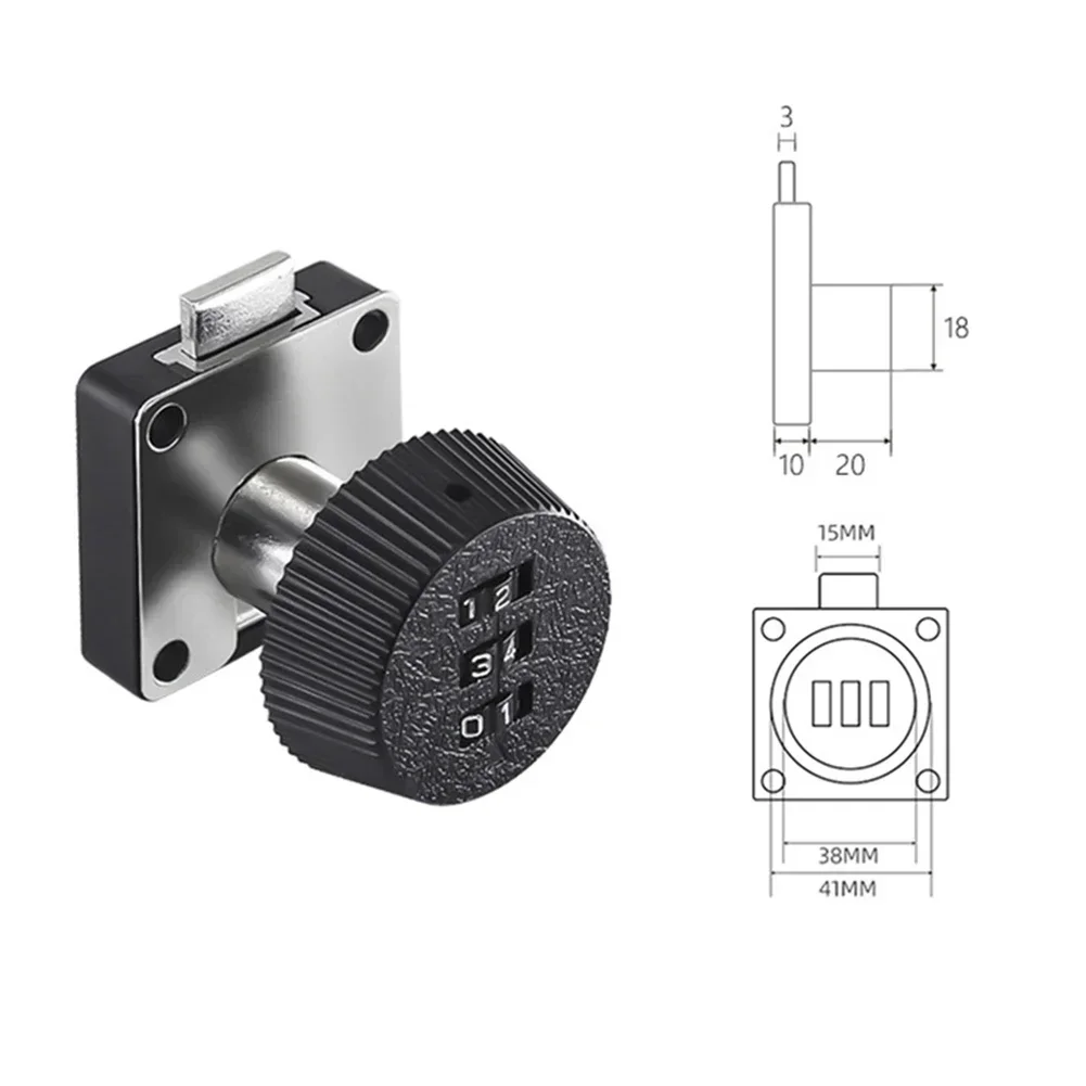 Drawer Code Lock 3 Digit Combination Password Keyless Drawer Cam Lock Cabinet Mail Box Wardrobe Furniture Door Hardware: Yellow