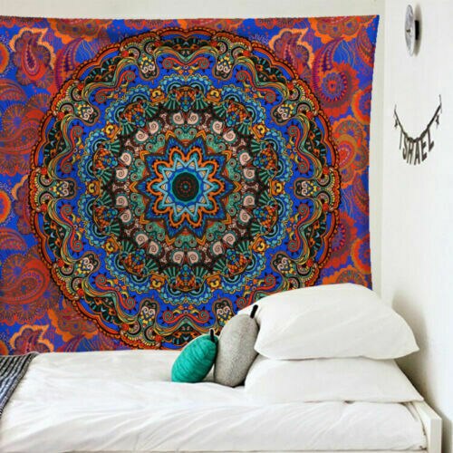 Faroot mandala gobeläng tyg indian kast boho vägg hängande hippie täcke överkast mandala serie gobeläng 95 x 73 cm ( borstad)