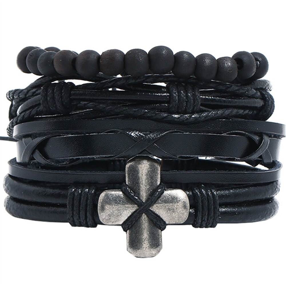 Causul 4pcs/set Handmade Beads Rope Woven Men Multilayer Charm Leather Bracelets For Women Homme Jewelry Accessories: style  6