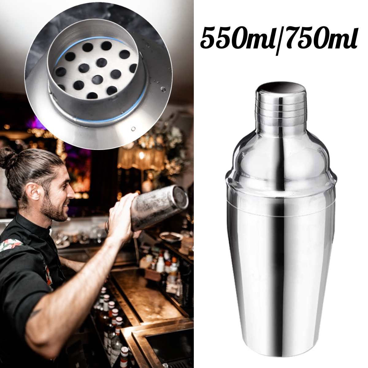 1 stk 550/750ml rustfrit stål sne kop cocktail shaker martini drink boston party bar værktøj vin shaker