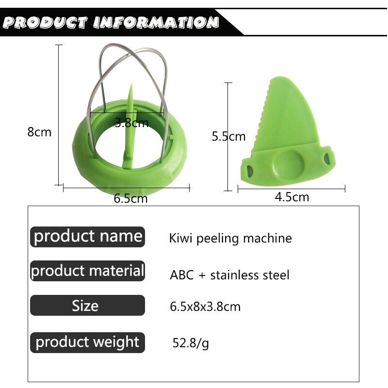 Green And Yellow Mini Fruit Kiwi Cutter Peeler Slicer Kitchen Gadgets Tools Kiwi peeling tools For Pitaya 10.08