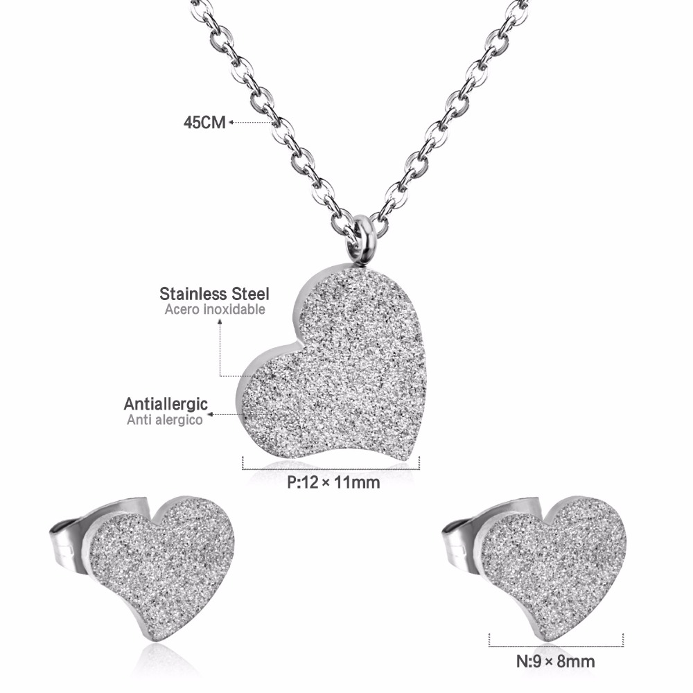Luxukisskids hjerteformet vedhæng cz halskæde og øreringe sat i smykker til kvinder med gratis kæde: 3