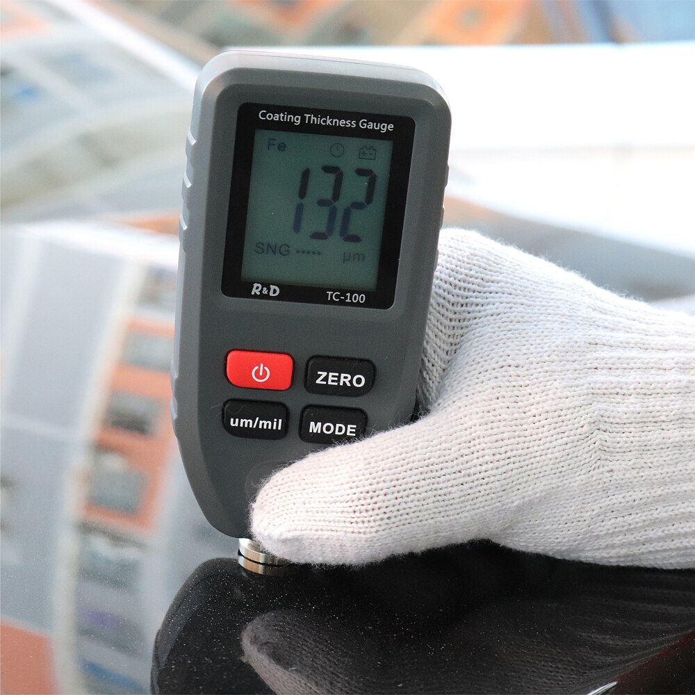R & D TC100 jauge d'épaisseur de revêtement blanc 0.1um/0-1300 testeur d'épaisseur de Film de peinture de voiture mesure FE/NFE outil de peinture manuel russe