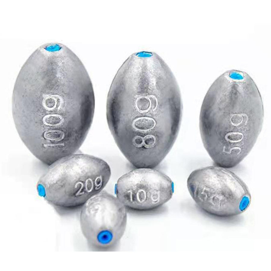 Plombs de pêche en forme d'olive, 3g-30g, 10 pièces, plombs de plate-forme, poids de pêche, évier de tir fendu, accessoires de matériel de pêche