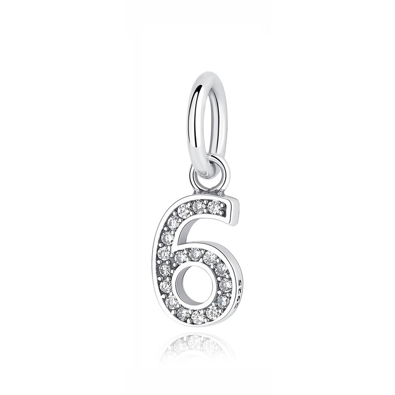 Original 100% 925 Sterling Silver Charm Bead Number One Nine Pendant Charms Fit Bracelets Necklaces Diy Women Jewelry: 6