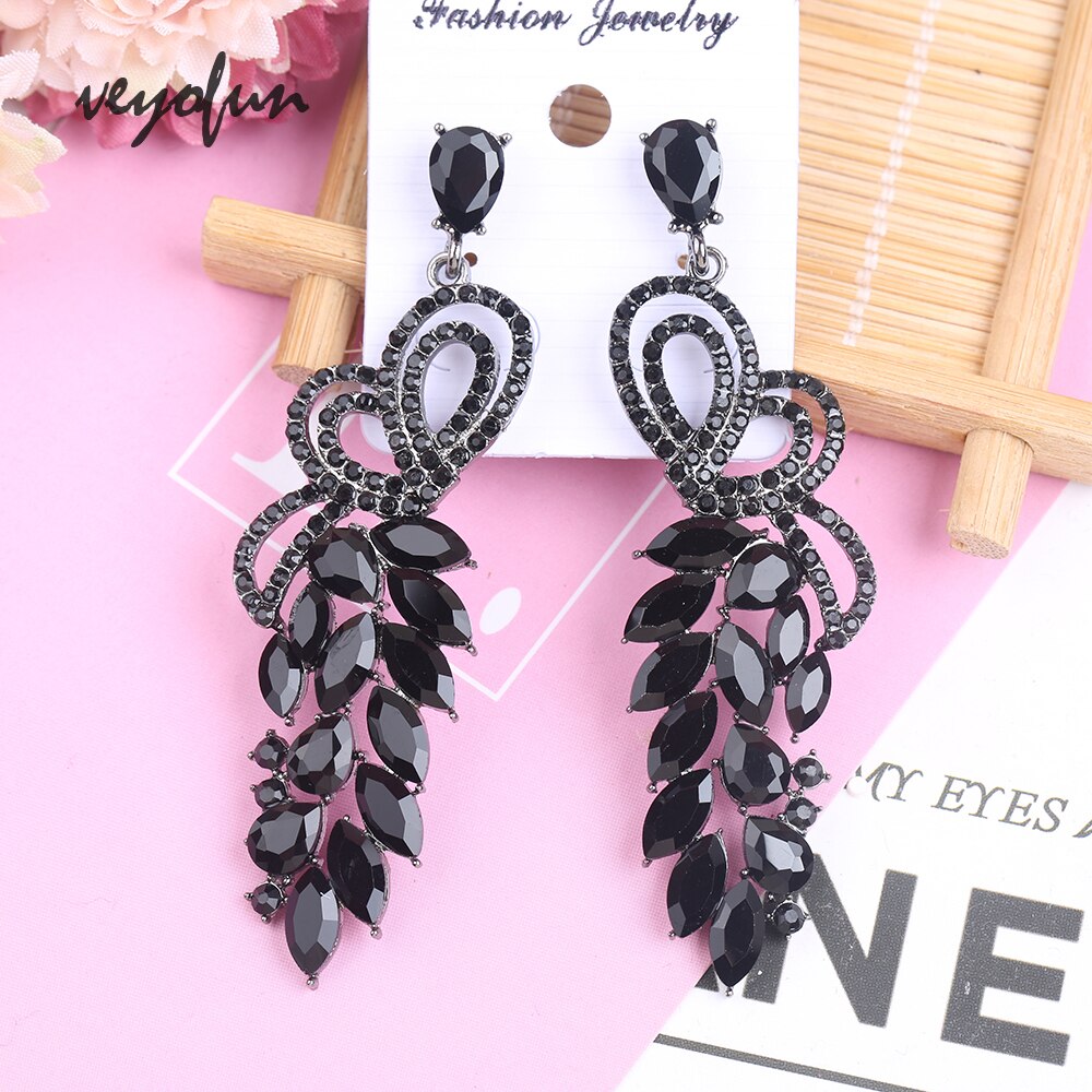 Veyofun Symmetrical Butterfly Hollow out Crystal Earrings Ethnic Dangle Earrings Jewelry for Women Brinco