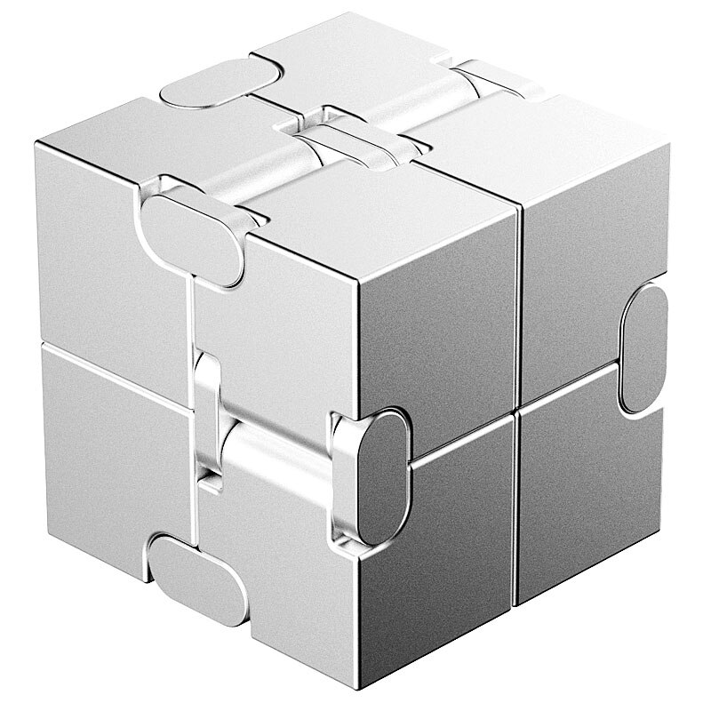 Infinite cube trend magic cube office flip cubic puslespil stop lindre stress autisme legetøj legetøj til voksne: Sølvfarvet aluminium