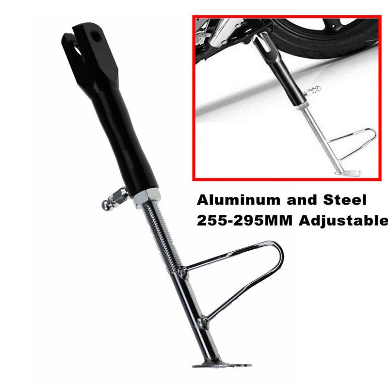 Universele Motor Side Stand Kickstand Scooter Parking Rekken Zwart CNC Kickstand Side Stand Verstelbare Been Prop Post Stand