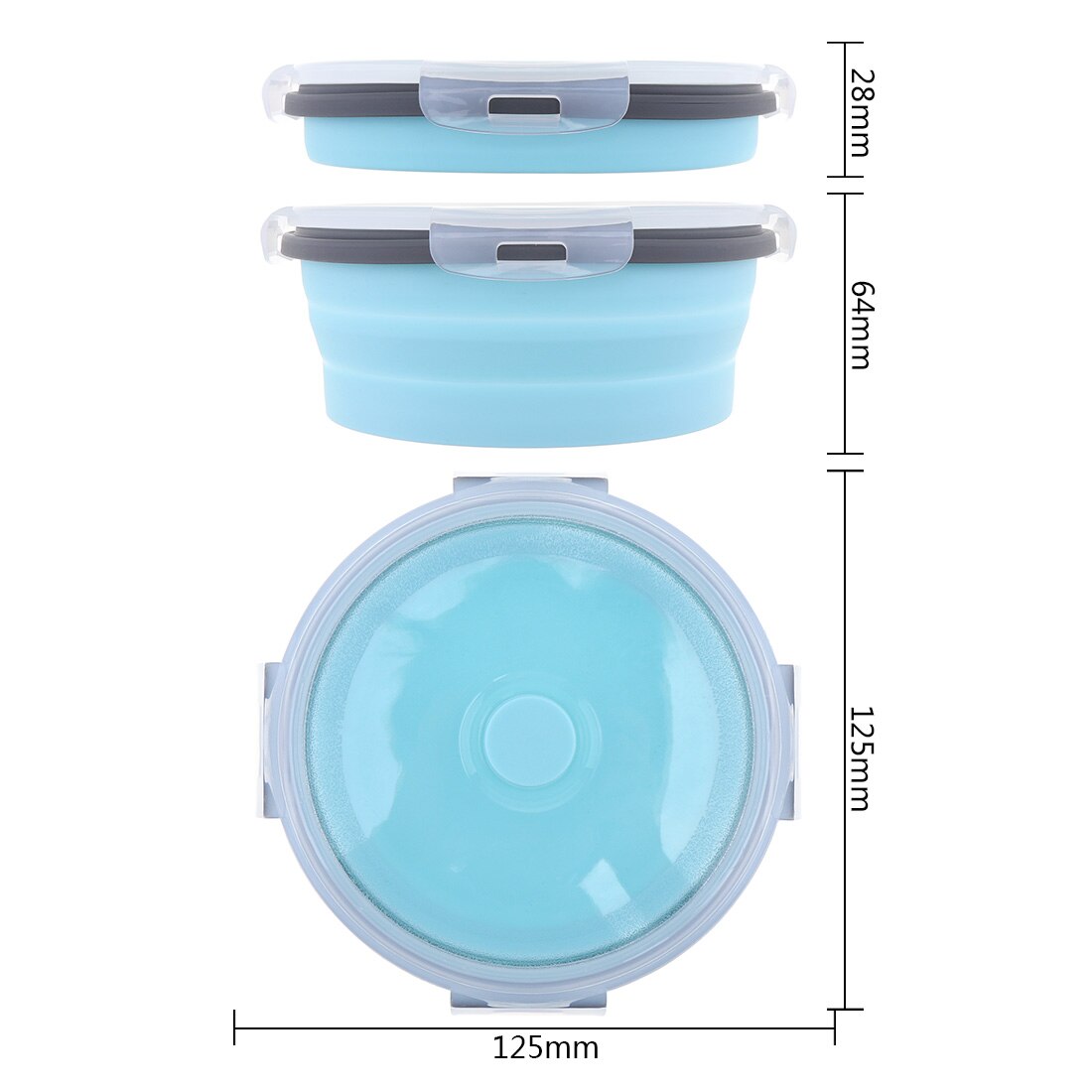 Bol circulaire en Silicone Portable, boîte à déjeuner pliable colorée, boîte à Bento 350/500/800/1200ml avec bouchon en Silicone