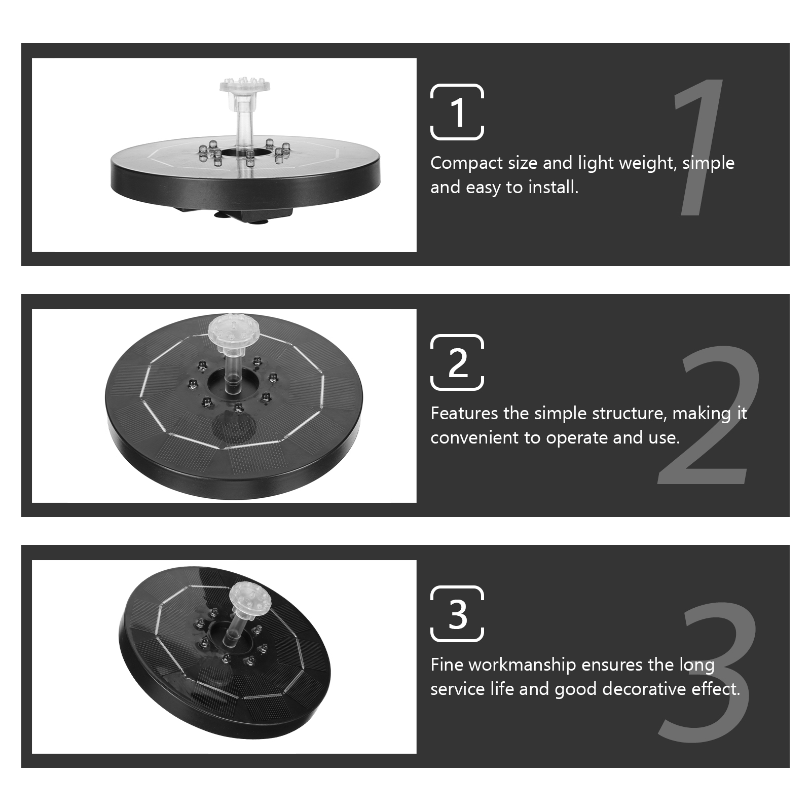 1 set of Solar Fountain with LED Light Pond Fountain Decorative Fountain for Garden