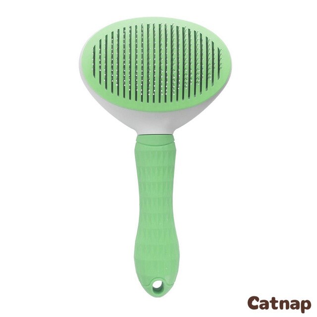 Efficiënte Self Huisdier Kam Voor Honden Schoonmaken Tool Rvs Kat Hond Grooming Haar Borstel Ontharing Huisdieren Anti-slip Kam: Green