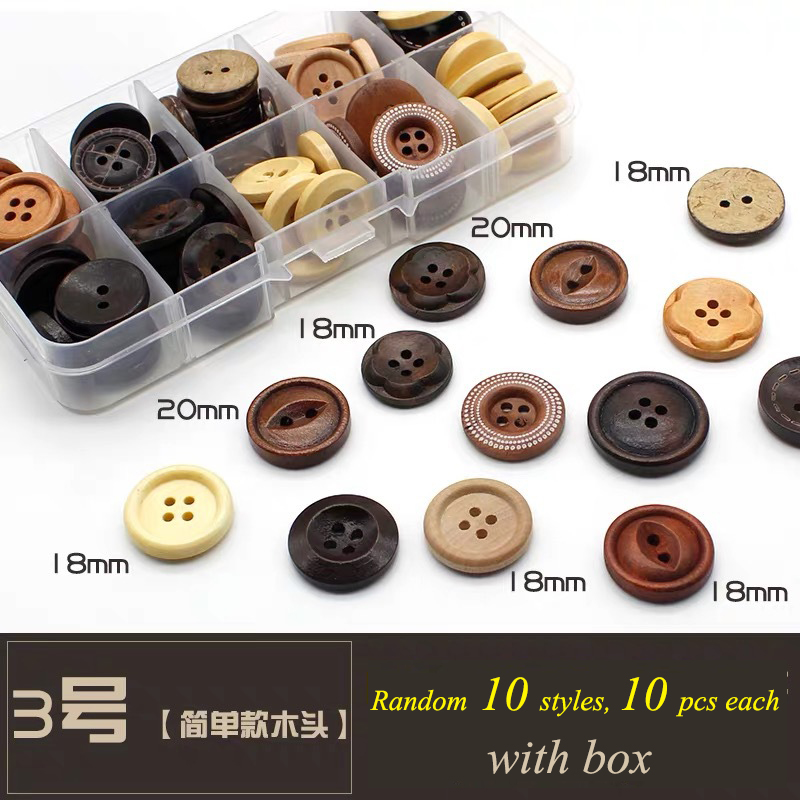 100pcs/lot Wooden Buttons for Cloth Decorative Sewing for Craft Supplies Diy Manualidades Accessories: 3