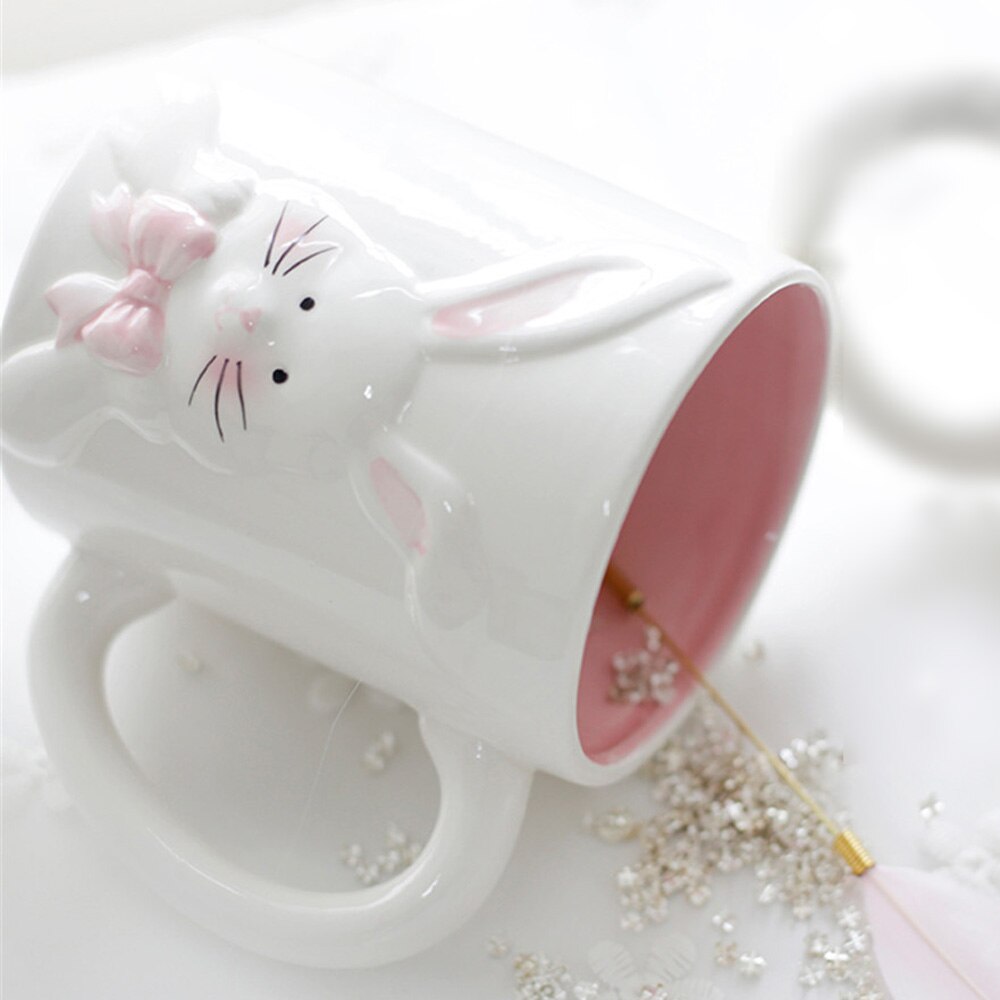 Söt kanin keramisk kaffemugg frukost kaffe mjölk te koppar stor kapacitet drinkware hemmakontor älskare par