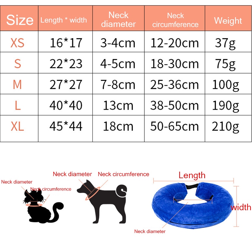 Soft Pet Dog Collar Inflatable Recovery Wound Healing Anti-bite Neck Elizabethan Collars Protective Circle For Small Large Dogs