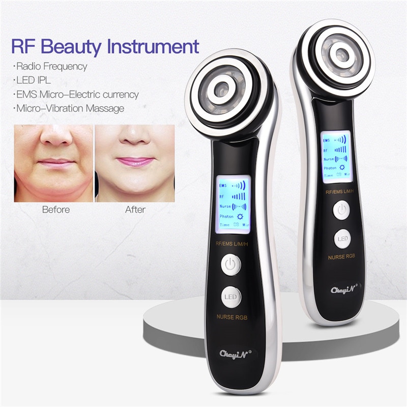 Rf ems led foton foryngelse massage maskine ansigtsløftning hud opstram enhed rynke fjernelse radiofrekvens ansigts massager  p46