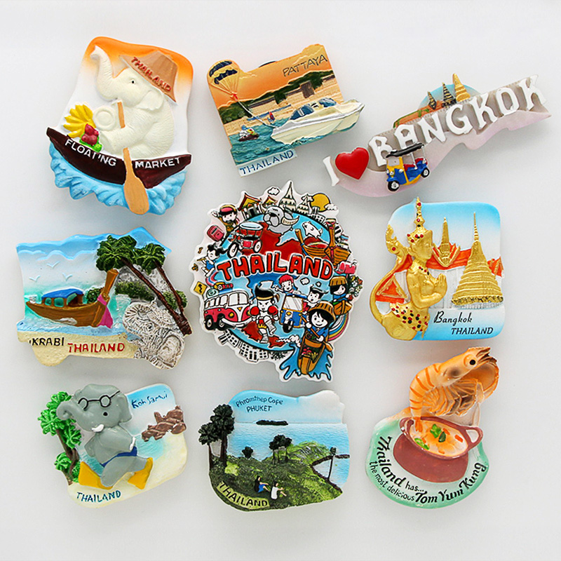 Thailand Pattaya elephant Shrimp soup 3D magnetic refrigerator paste souvenir Bangkok fridge magnets Collection home decoration