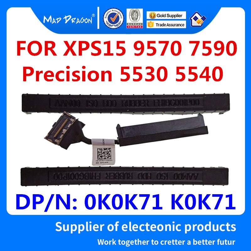 Hard Drive Bracket Caddy HDD Disk Drive cable For Dell Precision 5510 5520 5530 XPS15 9550 9560 9570 7590 0XDYGX 0k0k71 03FDY3: Silver