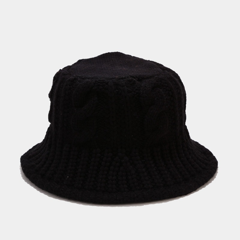 Vrouwen Herfst Winter Muts Warm Visser Hoed Panama Outdoor Hoofddeksels Bob Emmer Hoed Hand Gebreide Wol Hoeden voor Vrouwen: black