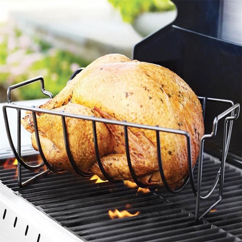 Järn revbensställ grill grill grill tillbehör multifunktion utomhusgrillning kyckling nötköttsställ kök kött fågelredskap