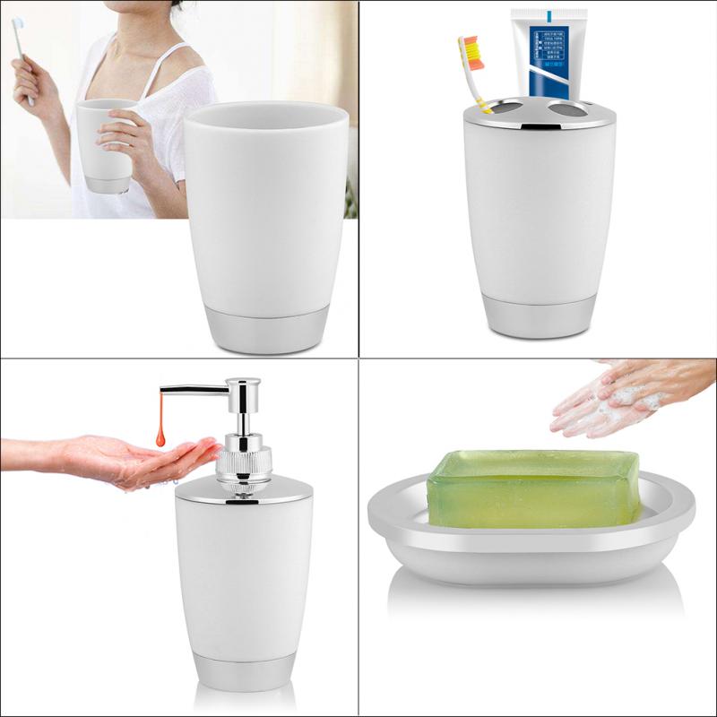 Set de 4 unidades de accesorios para baño, Set de jabones para el baño, Set de jaboneras con soporte para cepillo de dientes, dispensador de jabón, Set de jabones: Blanco
