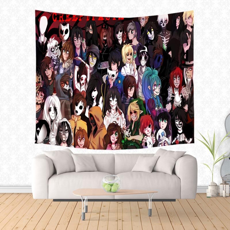 Creepypasta Family Decorative Tapestry Wall Hanging Tapestries Bedspread Table Cloth Curtain Throw Blanket Cover