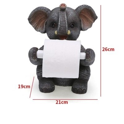 Cute Elephant Monkey Desktop Stand Home Towel Rack Toilet Roll Holder Restaurant Kitchen Toilet Paper Holder R2051: Black