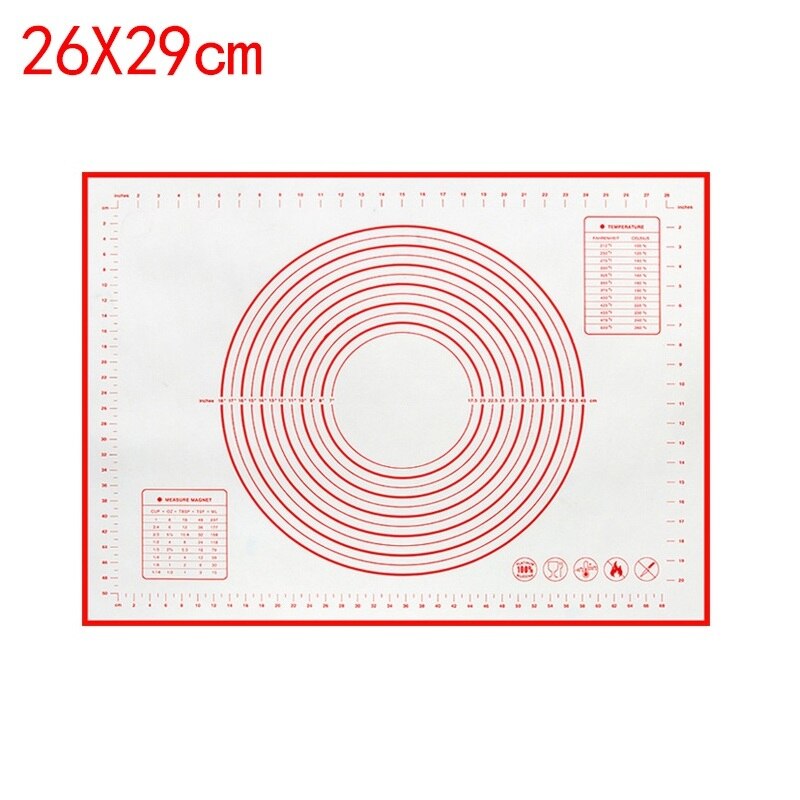 Kitchen Tools Silicone Baking Sheet Pad Rolling Dough Pastry Cakes Bakeware Liner Pad Mat Oven Pasta Pizza Cooking Accessories: Red 26x29