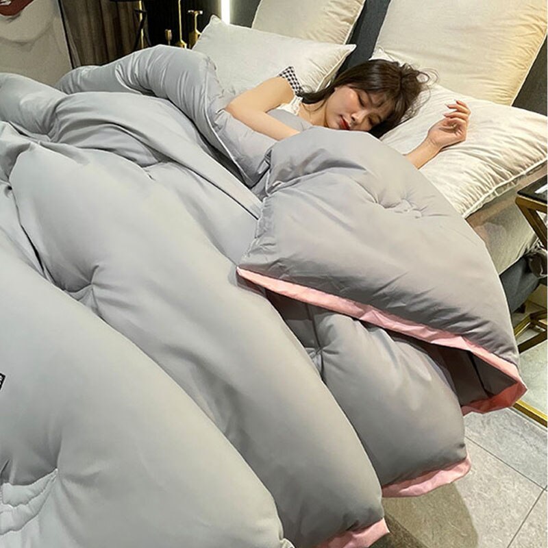 Couette matelassée grise pour lit Queen size, couette de maison légère en fibres