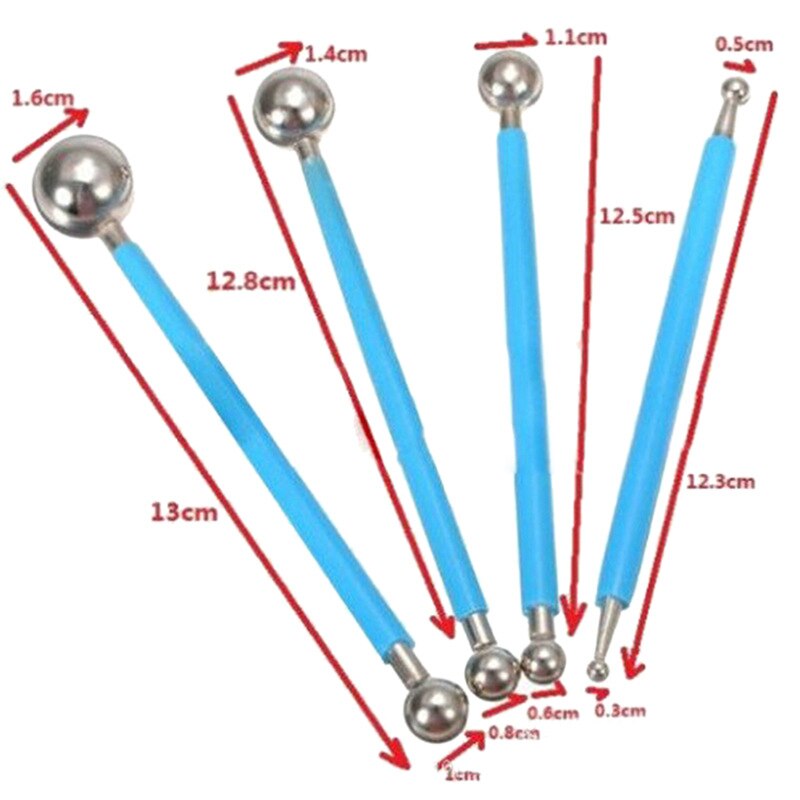 4 Stuks Modelling Bal Detail Gereedschap Set Vorm Glad Detail Sculpey Tool Polymeer Klei