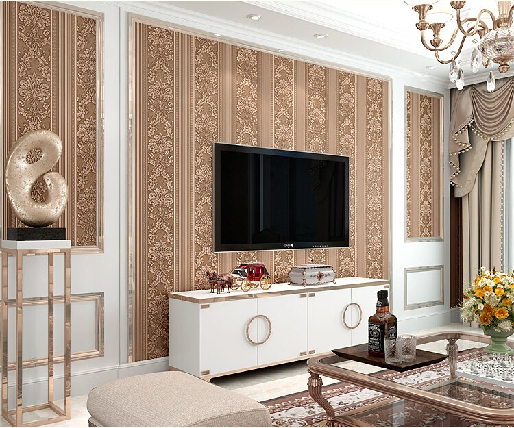 3D Victoriaanse Damast Reliëf Behang Roll Luxe Klassieke Bloemen Behang Woonkamer Slaapkamer Muur Decor