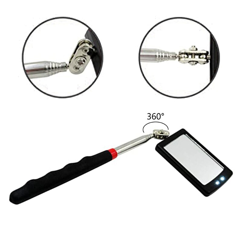 Extendable Inspection Mirror for Automobile LED Lamp Endoscope 360° Rotation Retractable Lighted Tool for Mechanic, Home Inspect