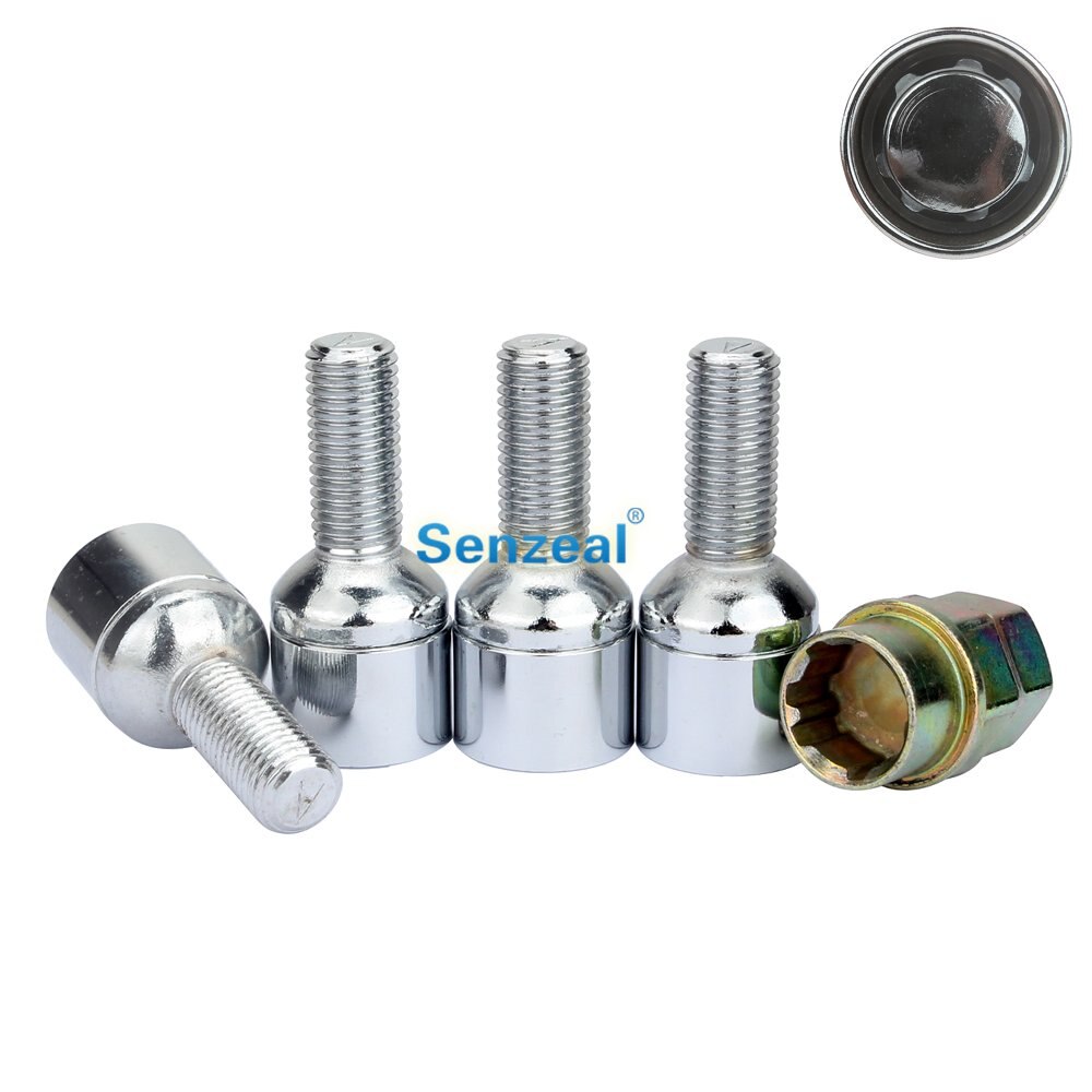 Super segurança m12 x 1.5/m14x1.5 anti roubo roda travamento porca parafusos parafuso chave liga de aço fechado carro final porcas para carro universal: Round Slot Design / M14x1.5