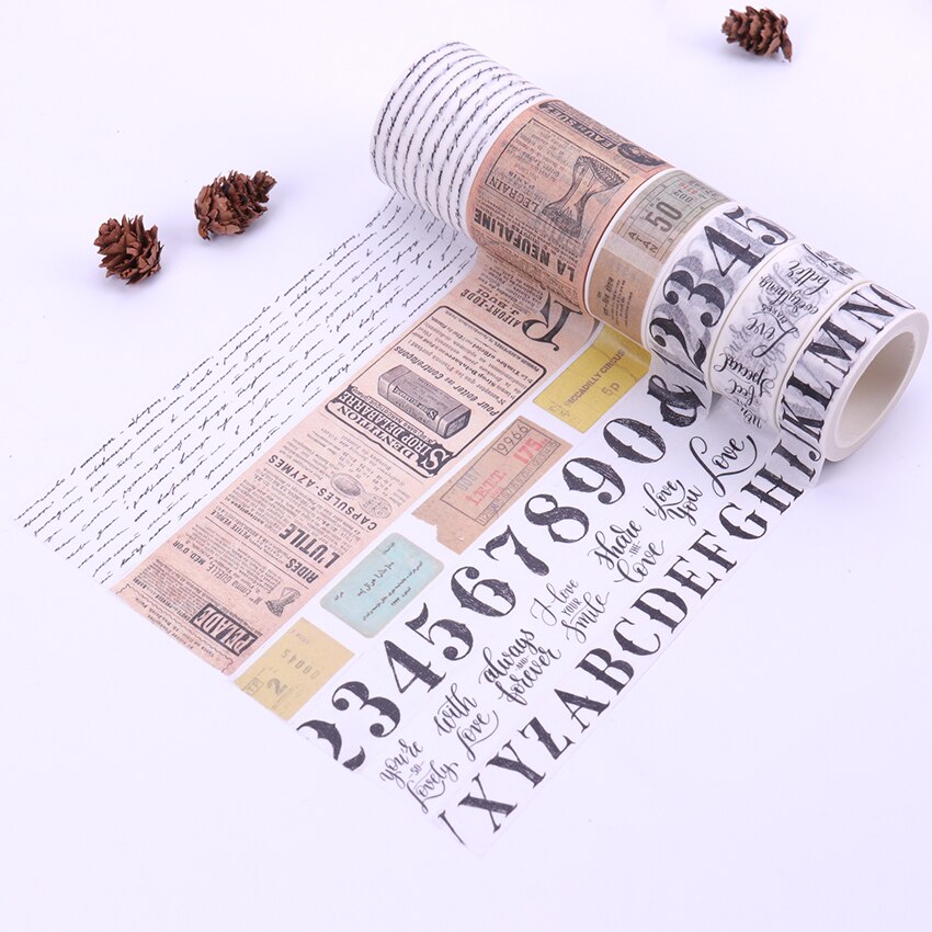 8M Retro English Letters Poster Sticker DIY Decorative Tape Adhesive Was Old Ticket Tape Label Sticker