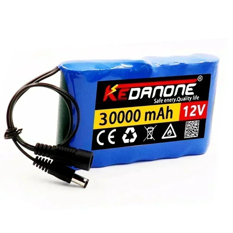 Portable Super 12V 30000mah Battery Rechargeable Lithium Ion Battery Pack Capacity DC 12.6v 30Ah CCTV Cam Monitor + Charger