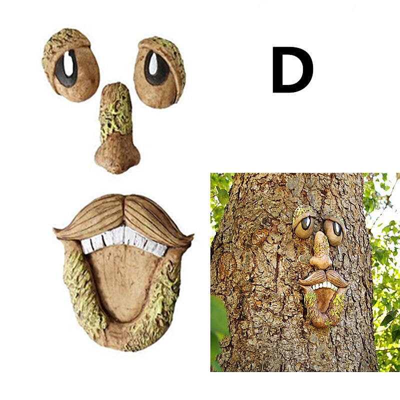 Funny Old Man Tree Face Hugger Garden Art Outdoor Tree Amusing Old Man Face Sculpture Whimsical Tree Face Garden Decoration: D
